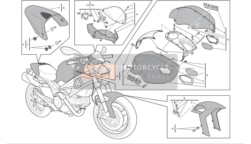 Ducati MONSTER 796 ABS Eu 2012 Kit d'art (796) pour un 2012 Ducati MONSTER 796 ABS Eu