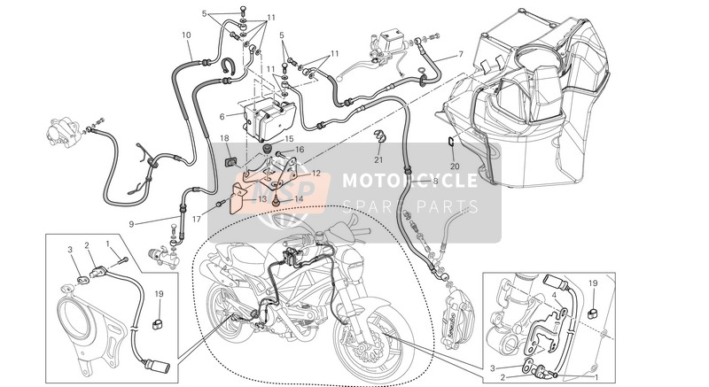 Ducati MONSTER 796 ABS Eu 2014 Sistema di rottura ABS per un 2014 Ducati MONSTER 796 ABS Eu