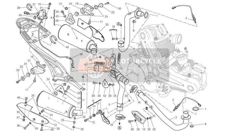 Ducati MONSTER 796 ABS Eu 2014 Système d'échappement pour un 2014 Ducati MONSTER 796 ABS Eu