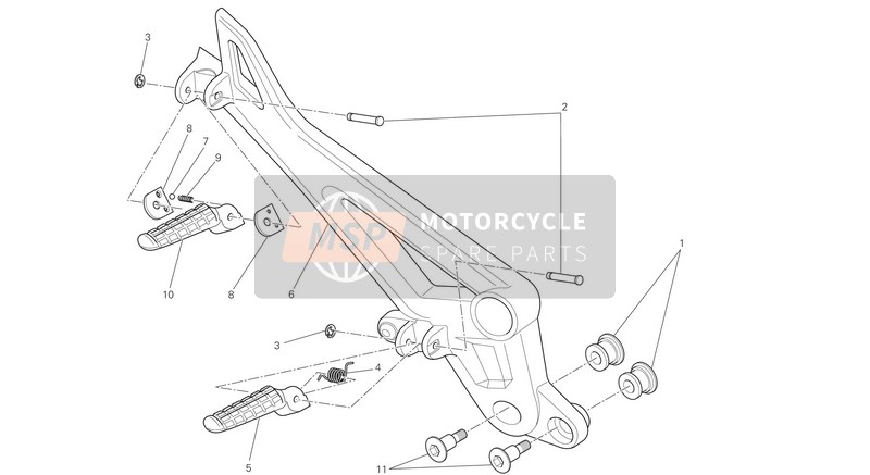 Ducati MONSTER 796 ABS Eu 2014 Fußstützen rechts für ein 2014 Ducati MONSTER 796 ABS Eu