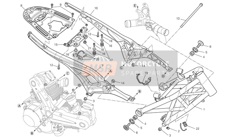 Ducati MONSTER 796 ABS Eu 2014 Frame for a 2014 Ducati MONSTER 796 ABS Eu