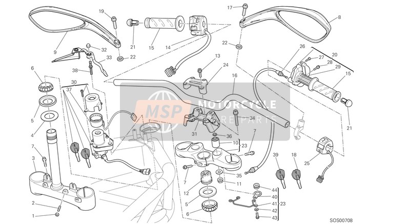 Ducati MONSTER 796 ABS Eu 2014 Stuur voor een 2014 Ducati MONSTER 796 ABS Eu