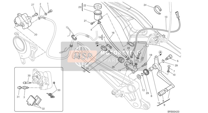 Ducati MONSTER 796 ABS Eu 2014 Système de freinage arrière pour un 2014 Ducati MONSTER 796 ABS Eu