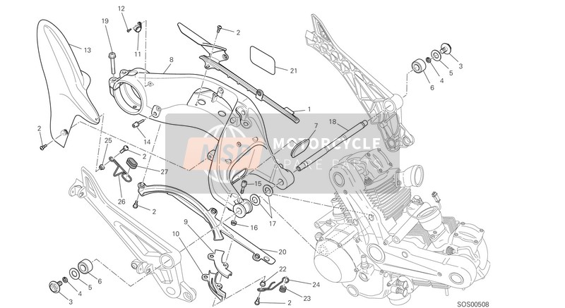 75810531A, Hose Guide Abs Bottom, Ducati, 1