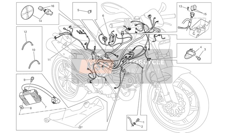 Ducati MONSTER 796 ABS Eu 2014 Arnés de cableado para un 2014 Ducati MONSTER 796 ABS Eu