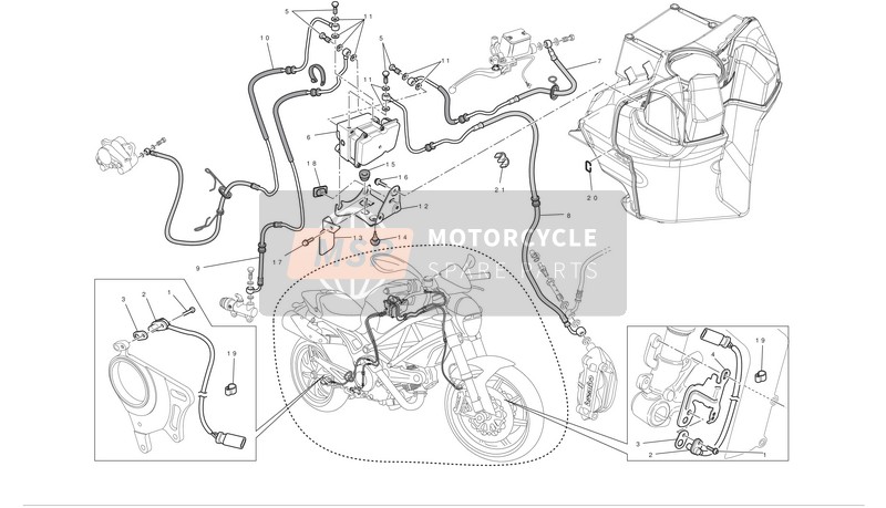Ducati MONSTER 796 ABS USA 2012 Anti-Bloccare il sistema di rottura (abs) per un 2012 Ducati MONSTER 796 ABS USA