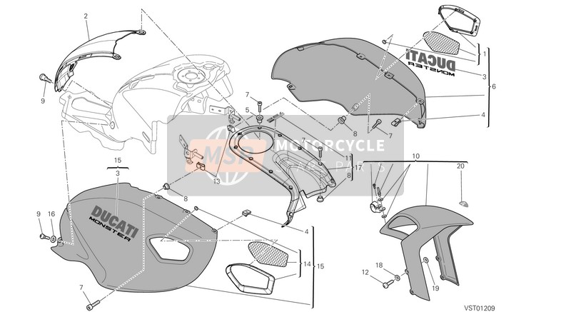 Ducati MONSTER 796 ABS USA 2013 Verkleidung für ein 2013 Ducati MONSTER 796 ABS USA