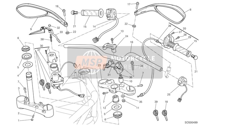 Ducati MONSTER 796 ABS USA 2013 Manubrio per un 2013 Ducati MONSTER 796 ABS USA