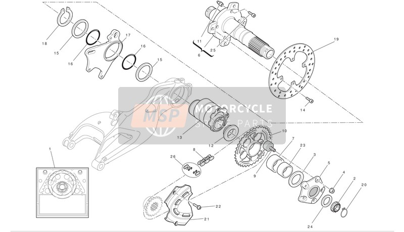 Ducati MONSTER 796 Eu 2011 Hinterradachse für ein 2011 Ducati MONSTER 796 Eu