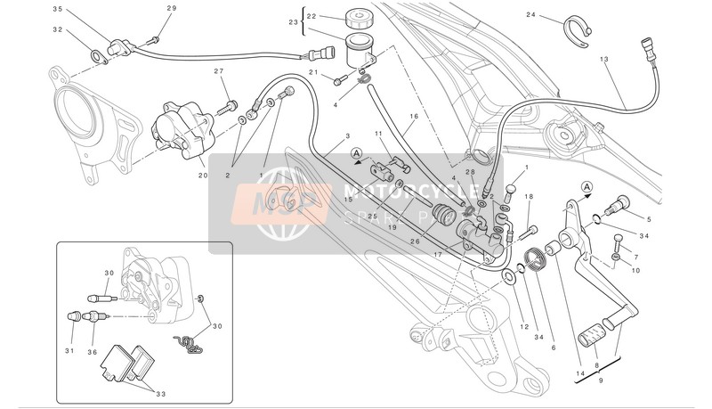 Ducati MONSTER 796 Eu 2011 Achterrem voor een 2011 Ducati MONSTER 796 Eu