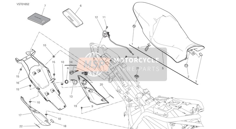 59516001AA, Couvercle Selle, Ducati, 0