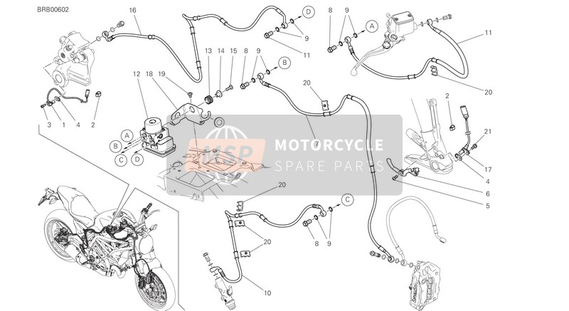 Ducati MONSTER 797 EU 2019 Antibloqueo Sistema de frenado (ABS) para un 2019 Ducati MONSTER 797 EU