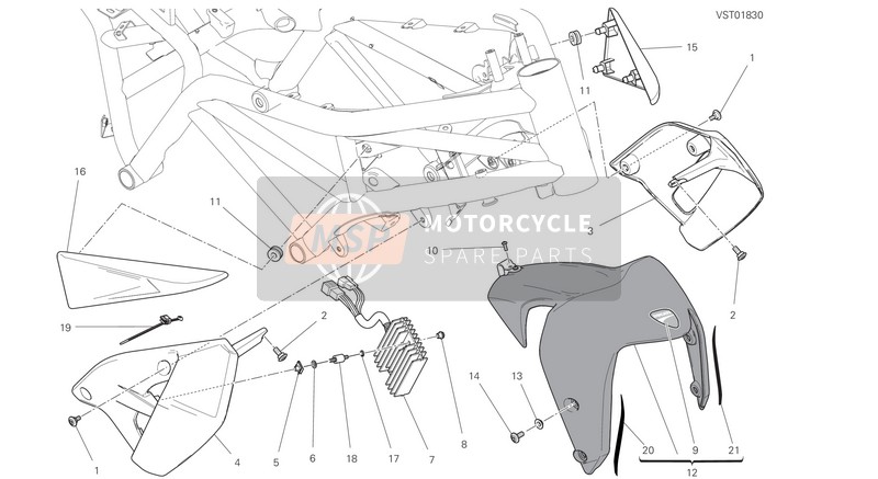 Ducati MONSTER 797 EU 2019 Demi carénage pour un 2019 Ducati MONSTER 797 EU