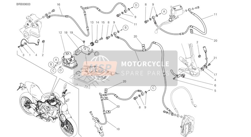 Ducati Monster 797 PLUS EU 2019 Anti Blokkeer Remsysteem (ABS) voor een 2019 Ducati Monster 797 PLUS EU