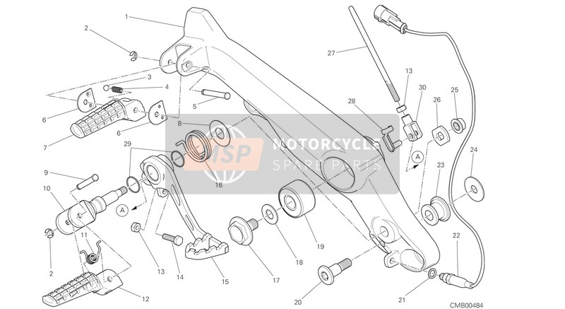 Ducati Monster 797 PLUS EU 2019 Footrests, Right for a 2019 Ducati Monster 797 PLUS EU