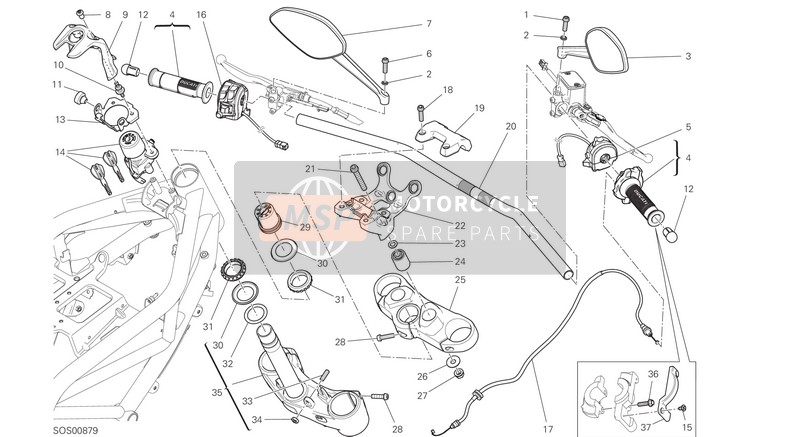 Ducati Monster 797 USA 2019 Handlebar And Controls for a 2019 Ducati Monster 797 USA