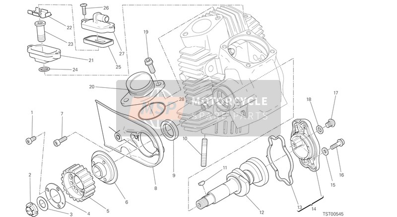 Ducati Monster 797 USA 2019 Horizontaal kop – Timingsysteem voor een 2019 Ducati Monster 797 USA