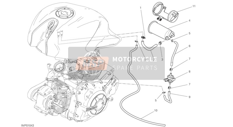 Ducati Monster 797 USA 2019 Cartouche de tuyau d'air chaud pour un 2019 Ducati Monster 797 USA