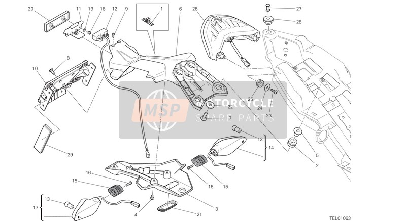 Ducati Monster 797 USA 2019 Plaat houder voor een 2019 Ducati Monster 797 USA