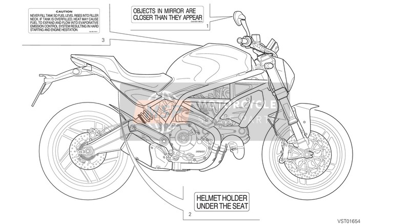 Ducati Monster 797 USA 2019 Plaques de positionnement pour un 2019 Ducati Monster 797 USA