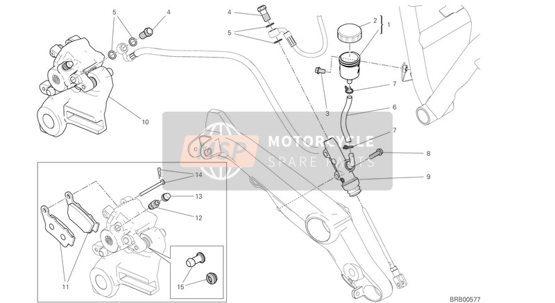 Ducati Monster 797 USA 2019 Achterremsysteem voor een 2019 Ducati Monster 797 USA