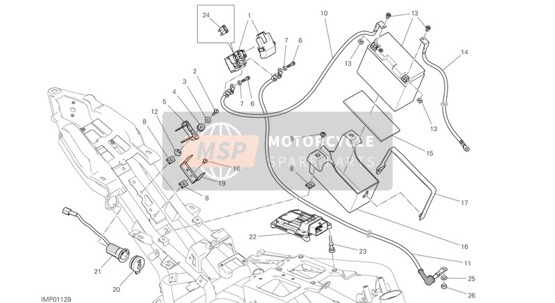 Ducati Monster 797 USA 2020 Battery Holder for a 2020 Ducati Monster 797 USA