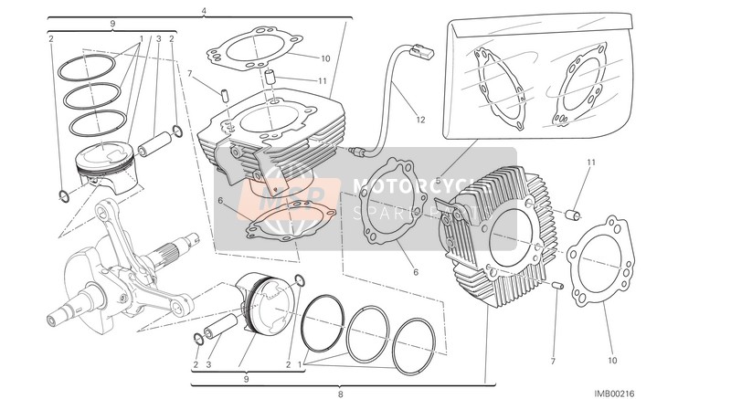 Ducati Monster 797 USA 2020 Cilinders - Zuigers voor een 2020 Ducati Monster 797 USA