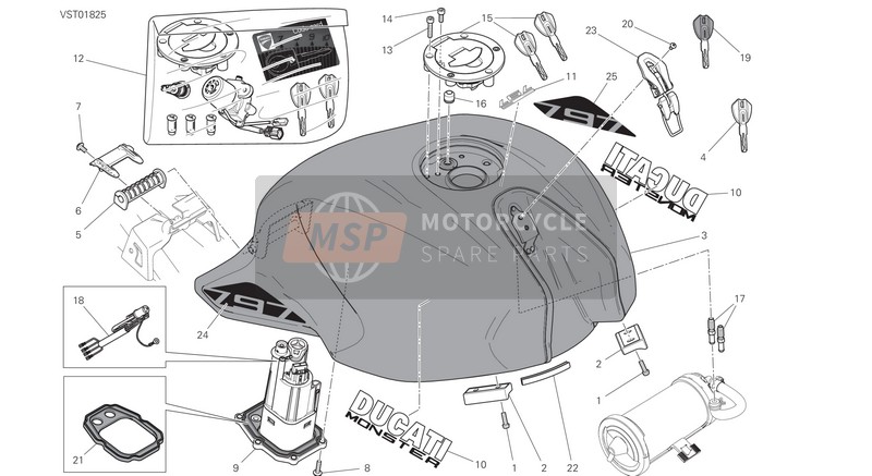 Ducati Monster 797 USA 2020 Serbatoio di carburante per un 2020 Ducati Monster 797 USA