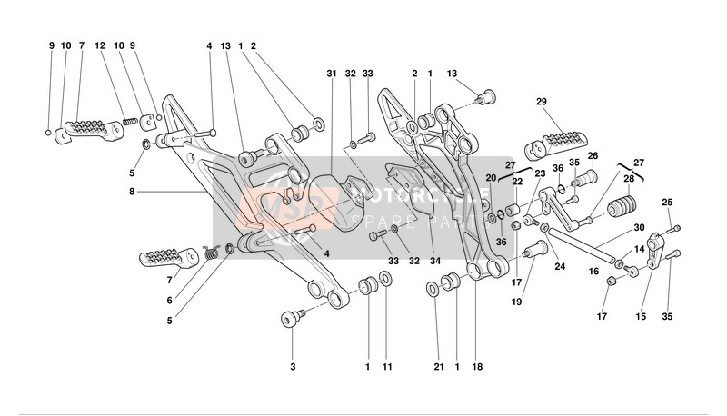 Ducati MONSTER 800 I.E. Eu 2004 Palanca de cambio de marcha - Reposapiés para un 2004 Ducati MONSTER 800 I.E. Eu