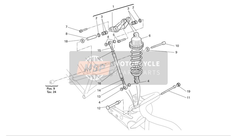 Ducati MONSTER 800 S2R Eu 2007 Suspension arrière pour un 2007 Ducati MONSTER 800 S2R Eu