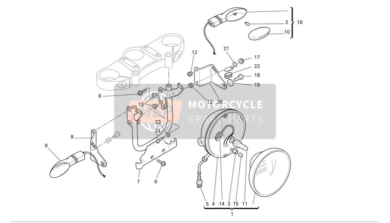 Ducati MONSTER 800 S2R Usa 2007 Headlight for a 2007 Ducati MONSTER 800 S2R Usa