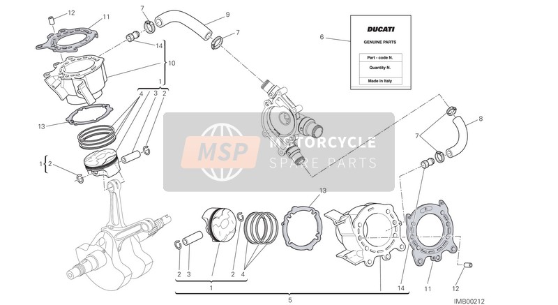 12023251AI, Groupe Cylindre HORIZONTAL- Piston, Ducati, 0