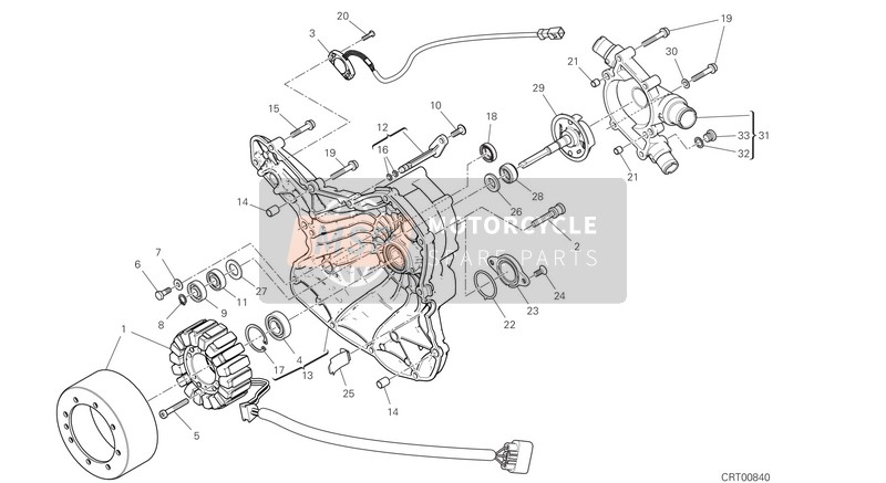 Ducati MONSTER 821 2020 Pompe à eau-altr-Couvercle de carter latéral pour un 2020 Ducati MONSTER 821