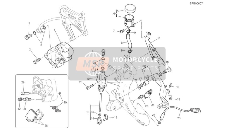 Ducati MONSTER 821 2021 Sistema frenante posteriore per un 2021 Ducati MONSTER 821