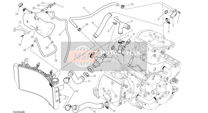 Ducati Monster 821 dark EU 2015 Cooling System for a 2015 Ducati Monster 821 dark EU