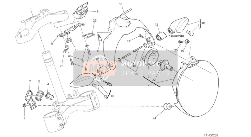 Ducati Monster 821 dark EU 2015 Koplamp voor een 2015 Ducati Monster 821 dark EU