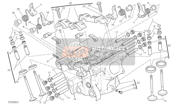 30123721AC, Complete Vertical Head, Ducati, 0