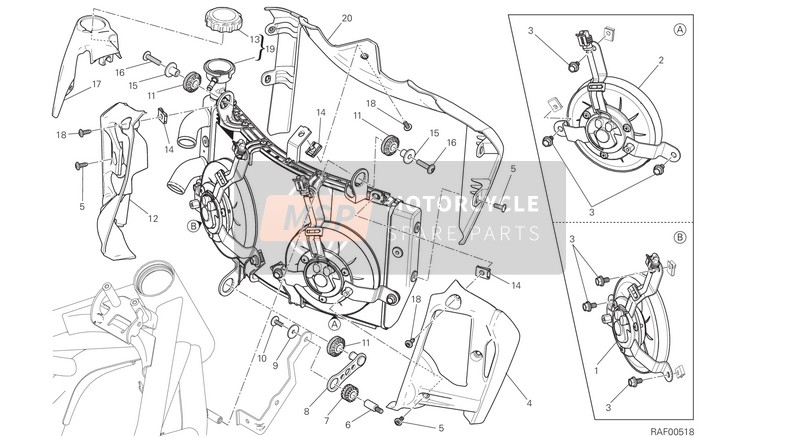 Ducati Monster 821 dark EU 2015 Wasserkühler für ein 2015 Ducati Monster 821 dark EU