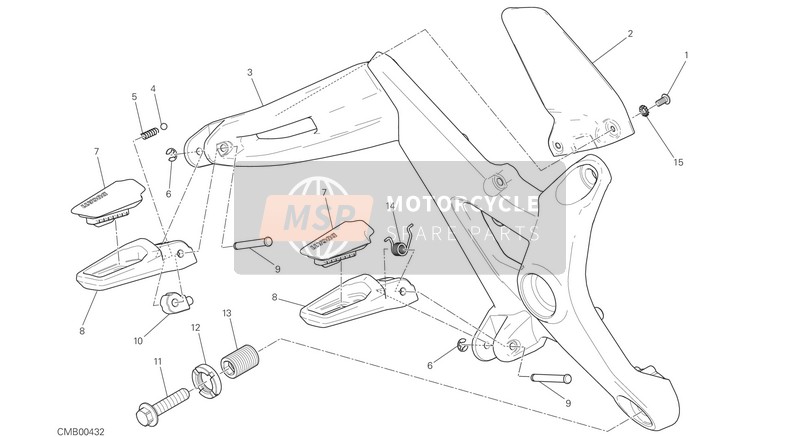 Ducati Monster 821 dark EU 2016 Reposapiés, Derecho para un 2016 Ducati Monster 821 dark EU