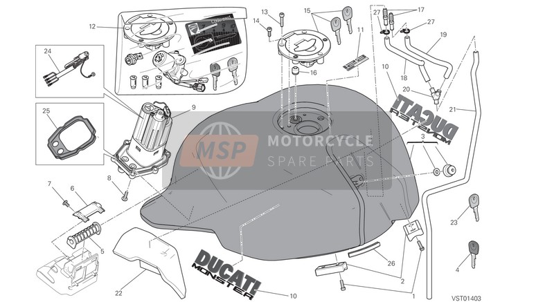 Ducati MONSTER 821 EU 2015 Réservoir d'essence pour un 2015 Ducati MONSTER 821 EU