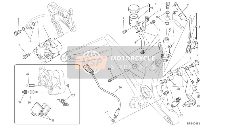 Ducati MONSTER 821 EU 2015 Bremsanlage hinten für ein 2015 Ducati MONSTER 821 EU