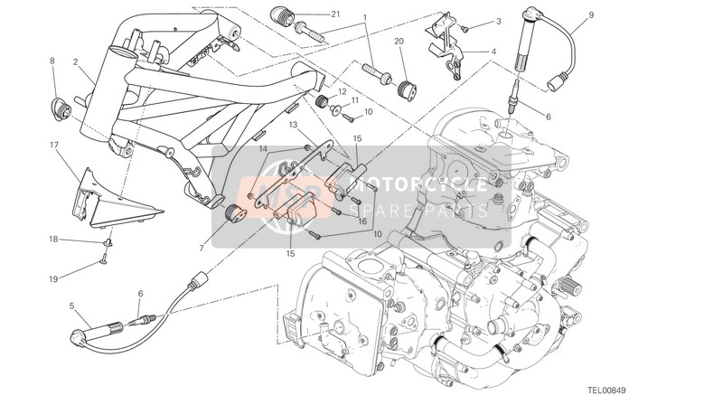 Ducati MONSTER 821 EU 2016 Frame voor een 2016 Ducati MONSTER 821 EU