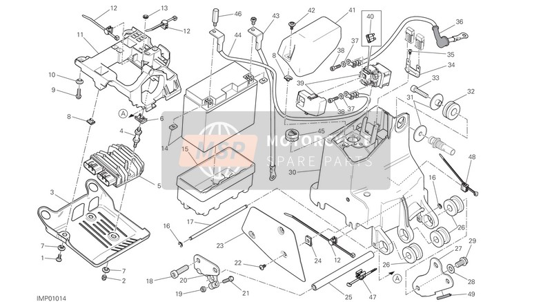 Ducati MONSTER 821 EU 2017 Support de batterie pour un 2017 Ducati MONSTER 821 EU