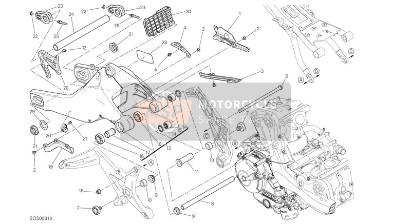 Ducati MONSTER 821 EU 2017 Brug achter voor een 2017 Ducati MONSTER 821 EU