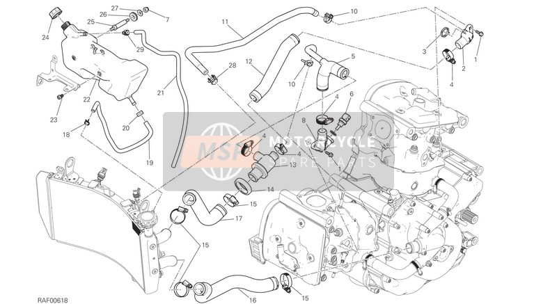 Ducati MONSTER 821 EU 2018 KÜHLMITTELSYSTEM für ein 2018 Ducati MONSTER 821 EU