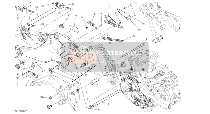 Ducati MONSTER 821 EUR 2015 Oscillazione posteriore per un 2015 Ducati MONSTER 821 EUR