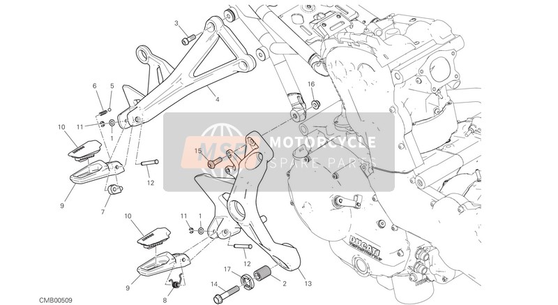 Ducati MONSTER 821 STEALTH 2021 Poggiapiedi, Destra per un 2021 Ducati MONSTER 821 STEALTH