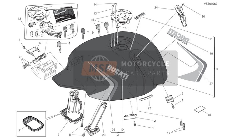 Ducati MONSTER 821 STEALTH 2021 Depósito de combustible para un 2021 Ducati MONSTER 821 STEALTH