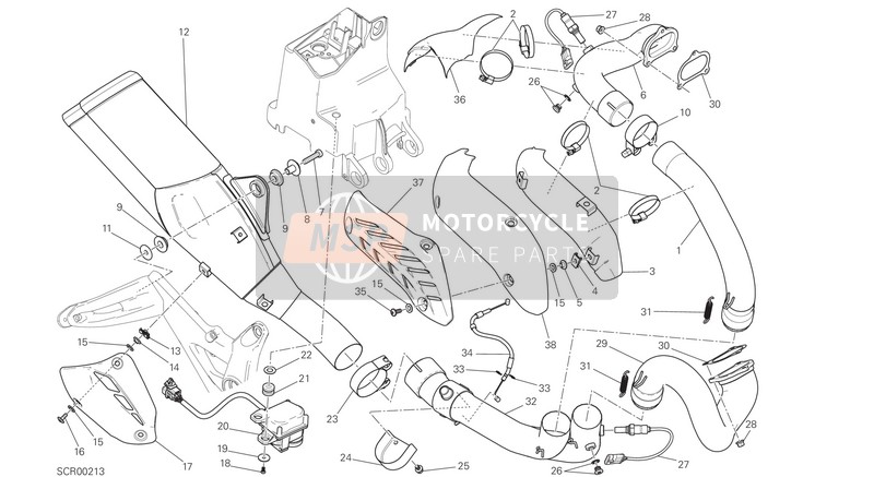 Ducati Monster 821 stripe EU 2016 Système d'échappement pour un 2016 Ducati Monster 821 stripe EU