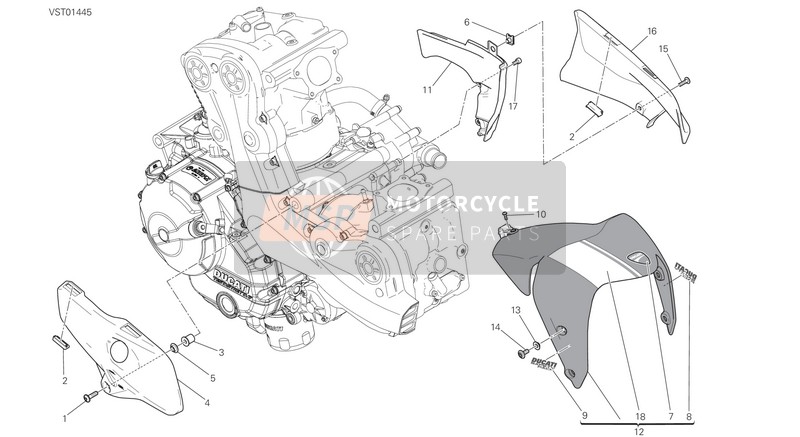 564P1082BH, Guardabarros Delantero Rojo/banda Blanc, Ducati, 0